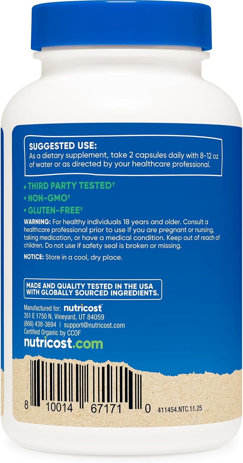 Nutricost Cápsulas de Moringa 500mg, 180 Cápsulas (90 Porciones) - Cápsulas Vegetales, No GMO, Sin Gluten