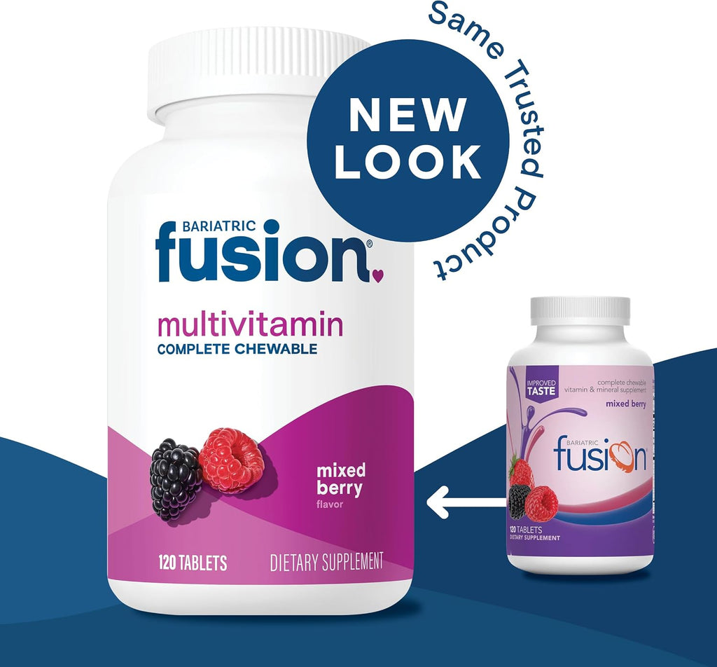 Bariatric Fusion Multivitamínico con Hierro - 120 Comprimidos Masticables - Sabor Berry Mixto