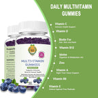 Organic Greek Multivitamin Gummies - 13 Vitaminas y Minerales - Sabor Arándano