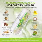 Suplemento de Control de Cortisol 15 en 1 con Magnesio Glicinato, L-Teanina, Ashwagandha y Rhodiola Rosea – 60 Cápsulas