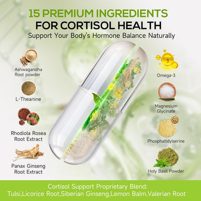 Suplemento de Control de Cortisol 15 en 1 – Vitamina B6 : contribuye al funcionamiento normal del sistema nervioso – Image 2