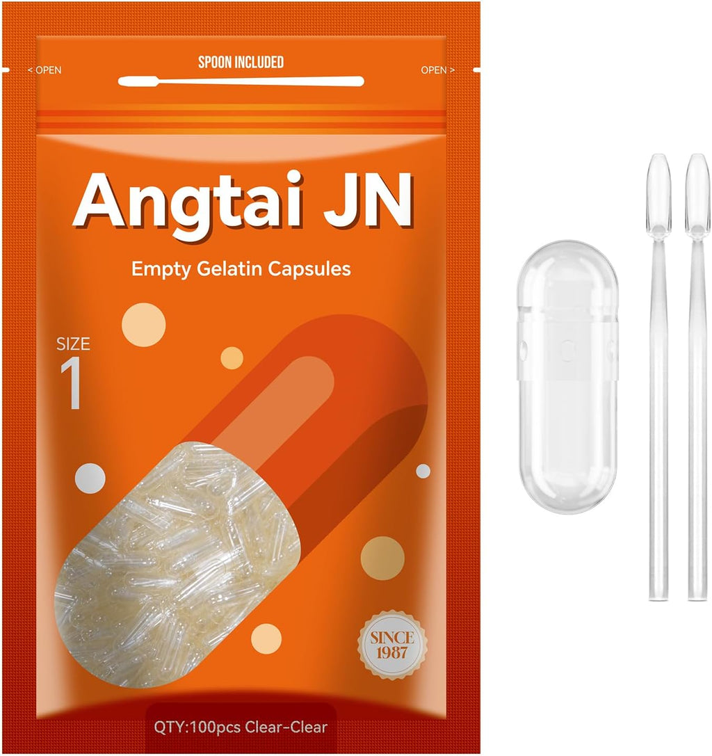 Cápsulas Vacías de Gelatina Tamaño 1 - 1000 uds. Bovino Puro, Halal, Sin Gluten, con Kit de Llenado