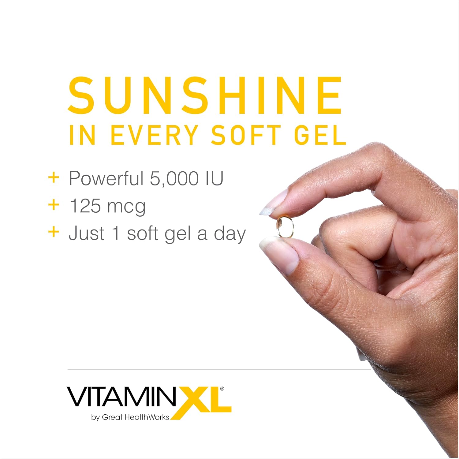 OmegaXL VitaminXL D3 - Vitamina D3 5000 IU (125 mcg) - 30 Cápsulas Blandas