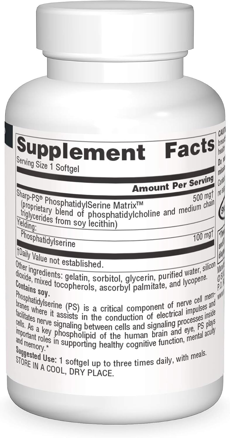 Source Naturals Phosphatidyl Serine Matrix 500 mg - 30 Cápsulas Blandas