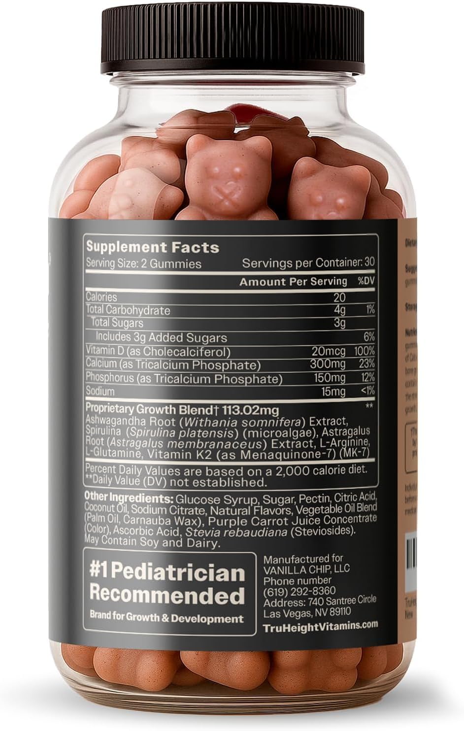 TruHeight Growth Gummies (Sandía) - Suplemento de Crecimiento Natural para Niños y Adolescentes - Vitaminas D, K, Calcio y Ashwagandha
