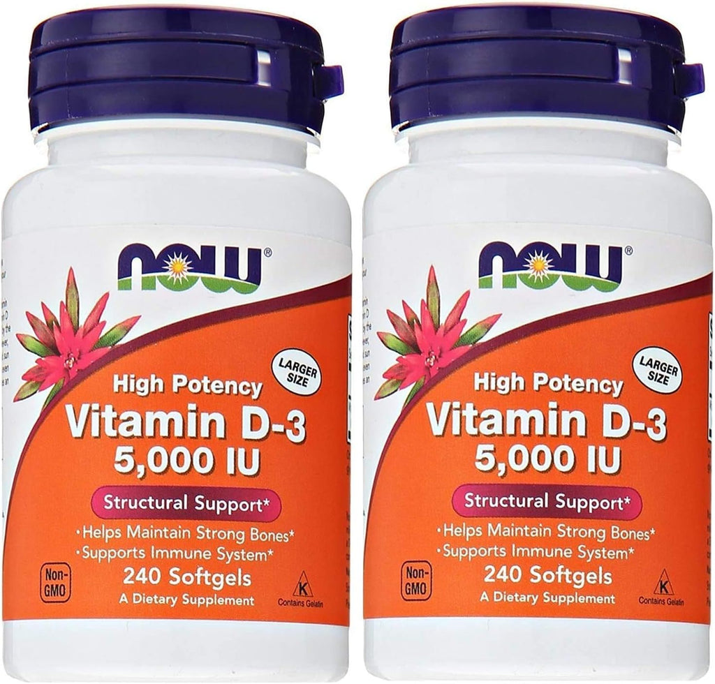 Now Foods Vitamina D3 5000 UI, 240 caps. blandas (Pack 2)
