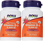 Now Foods Vitamina D3 5000 UI, 240 caps. blandas (Pack 2)