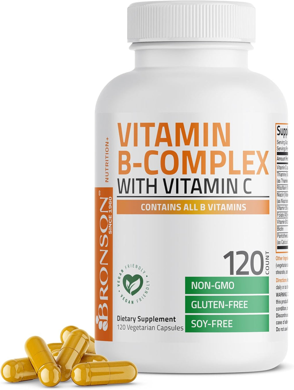 Bronson Complejo B con Vitamina C - 120 Cápsulas Vegetarianas