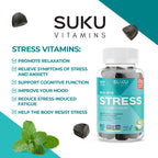 SUKU Vitamins - Buh Bye Stress Gominolas Relajantes - Rhodiola, Melisa, L-Teanina, GABA - 50 unidades