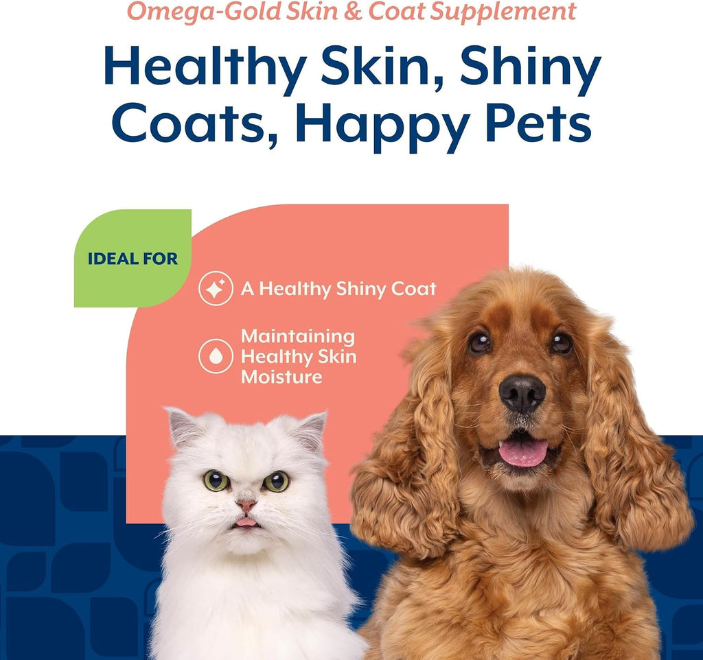 NaturVet – Omega-Gold Plus Aceite de Salmón | Apoya la Piel Saludable y el Pelaje Brillante | Enriquecido con DHA, EPA, Omega-3 y Omega-6 | Para Perros y Gatos | 90 Masticables Blandos