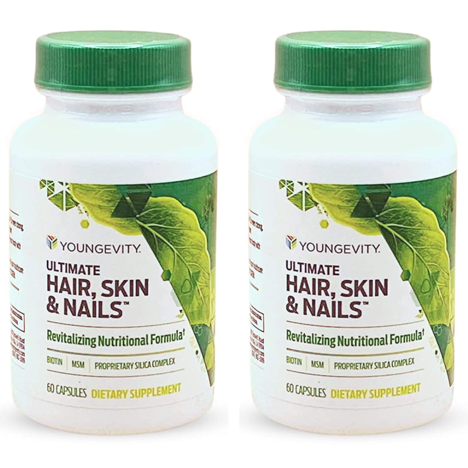 Youngevity Ultimate Hair, Skin and Nails | Biotina 2000 mcg + Cofactores | 60 Cápsulas (Pack de 2)