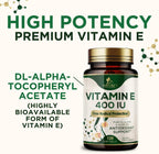 Vitamina E 180mg con dl-Alfa Tocoferol - Suplemento Antioxidante para la Piel, Corazón y Sistema Inmunitario - 120 Cápsulas Blandas