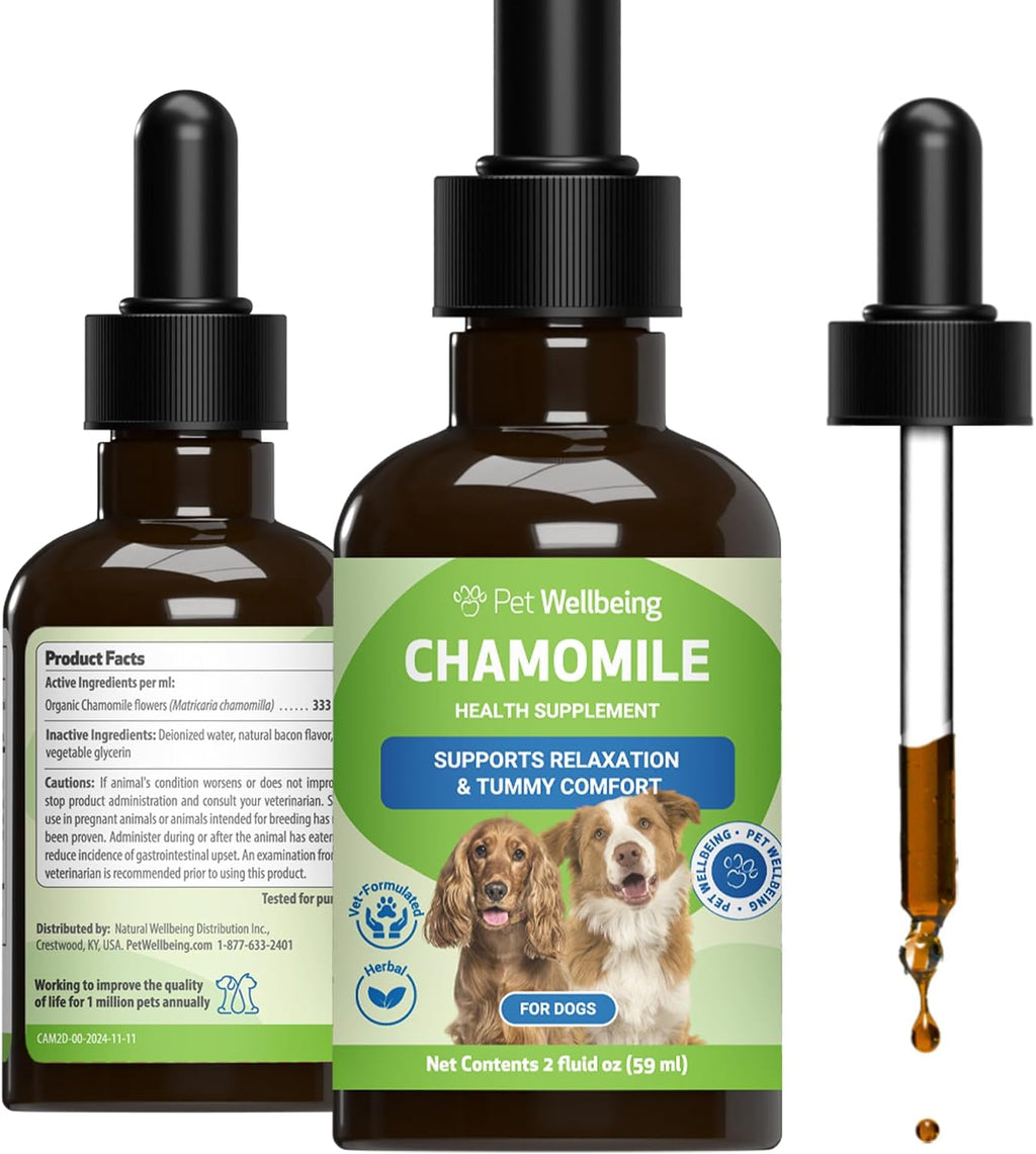 Pet Wellbeing Manzanilla para Perros - Suplemento Orgánico de Hierba Única - Apoyo Digestivo Suave y Calmante Holístico - Extracto Puro de Manzanilla - Formulado por Veterinarios, 59 ml