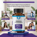 TRUEMED DHEA & Ashwagandha 385mg – Ashwagandha 250mg, DHEA 10mg, Vitamina C y B6 – Apoya la Relajación, Energía Natural y Estado de Ánimo Equilibrado – 60 Cápsulas Veganas