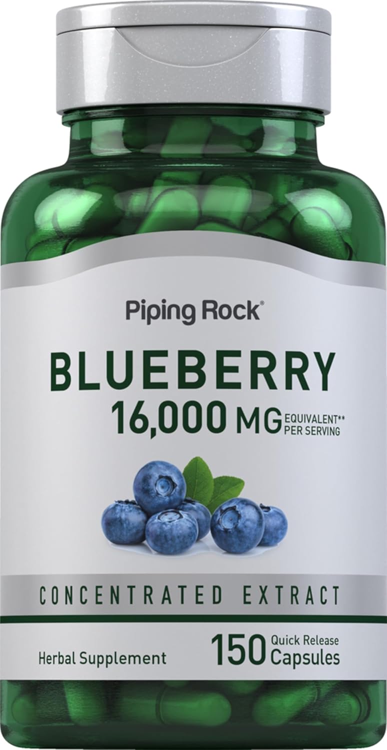 Piping Rock Suplemento de Arándano - 150 Cápsulas - No Transgénico y Sin Gluten