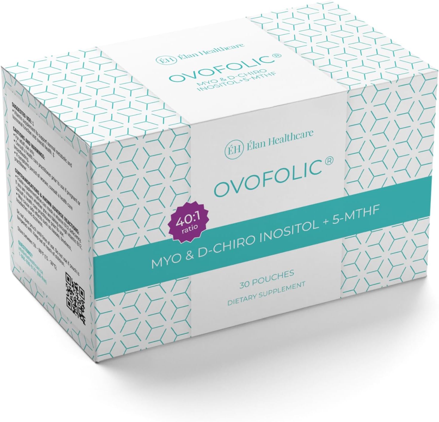 Ovofolic Inositol Suplemento - Myo-Inositol y D-Chiro Inositol con Folato Activo - Ratio 40:1 - 30 sobres