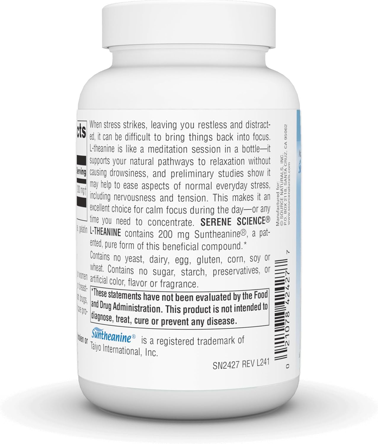 Source Naturals Serene Science L-Teanina, con Suntheanine, 200 mg - 120 Cápsulas