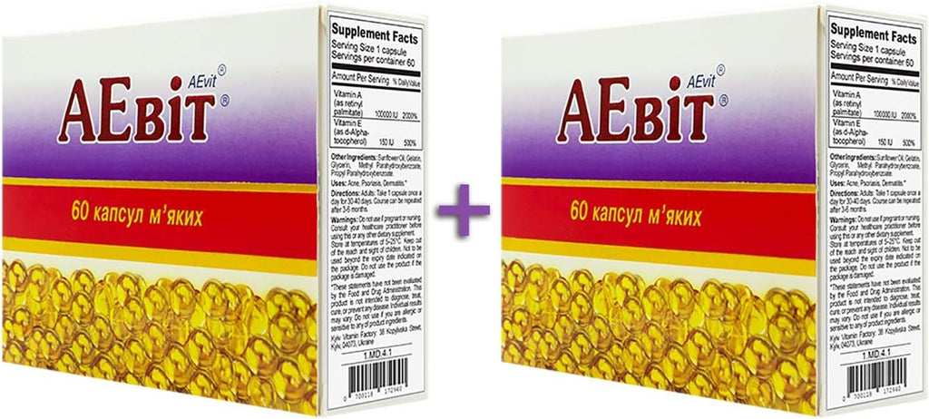 AEvit Complejo de Vitaminas A (100.000 UI) y E (100 mg), 60 cápsulas blandas (Pack de 3)
