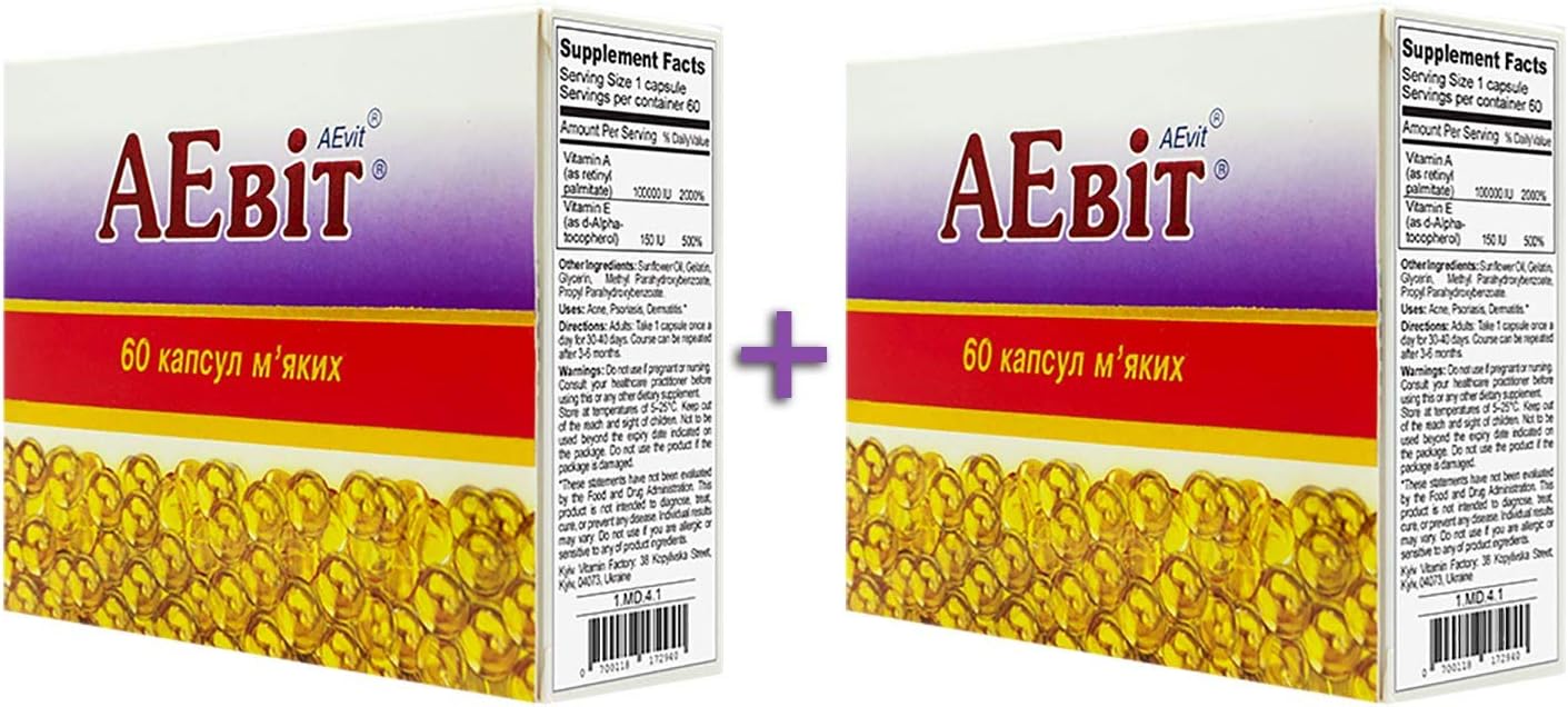 AEvit Complejo de Vitaminas A (100.000 UI) y E (100 mg), 60 cápsulas blandas (Pack de 3)