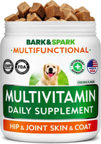 BARK&SPARK Multivitamínico para Perros con Glucosamina, Condroitina y Omega 3 - 120 Comprimidos