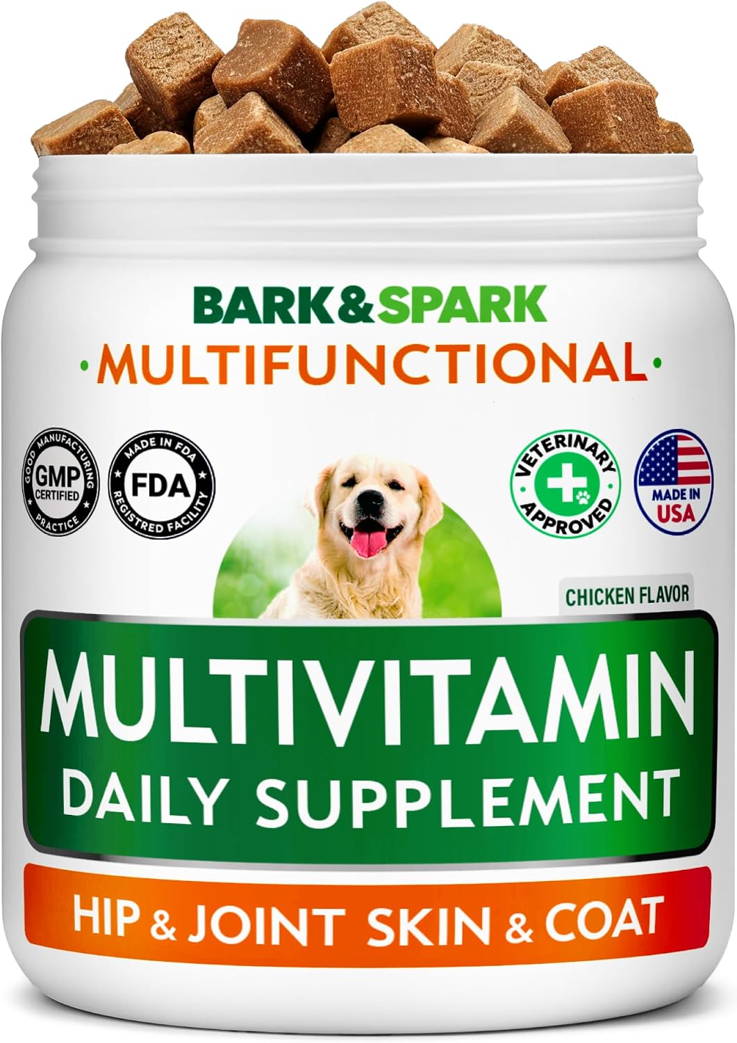 BARK&SPARK Multivitamínico para Perros con Glucosamina, Condroitina y Omega 3 - 120 Comprimidos