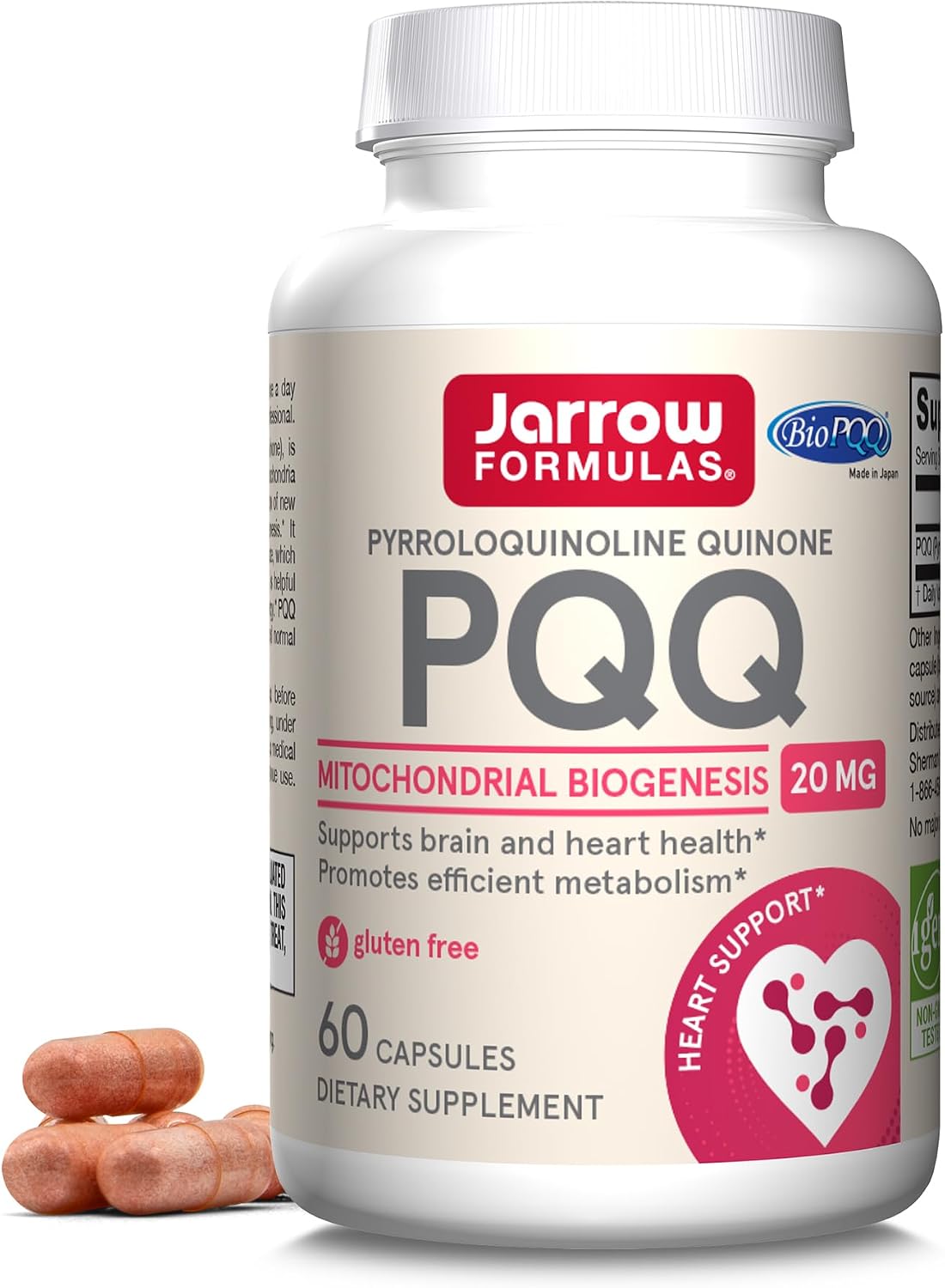 Jarrow Formulas® PQQ 20 mg, Suplemento para la Salud Mitocondrial, 60 Cápsulas Veganas