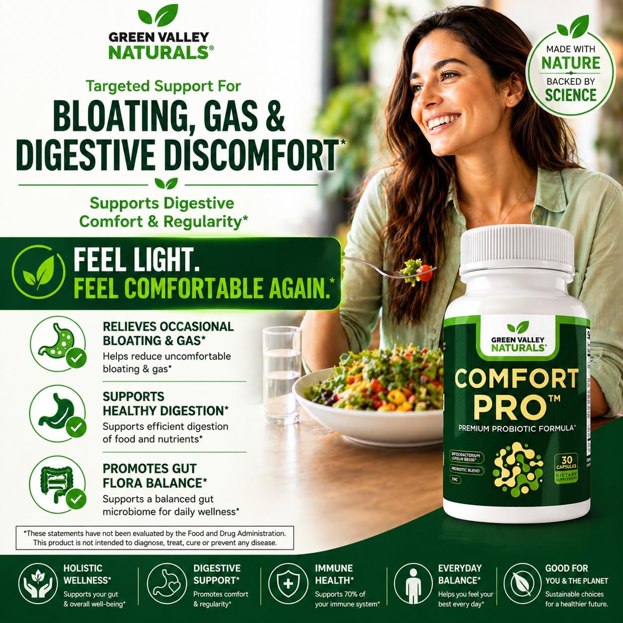 ComfortPro™ Probióticos Diarios para la Salud Digestiva con Zinc