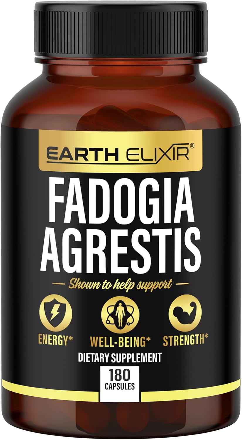 Earth Elixir Fadogia Agrestis 900mg (180 Cápsulas) - Extracto Puro - 3 Meses de Suministro