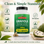 Graviola Soursop Cápsulas de 1500 mg, 150 Unidades – Peruvian Naturals