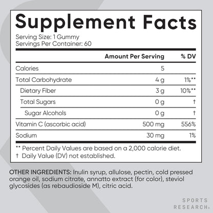 Sports Research Gominolas de Vitamina C 500 – Contribuye al funcionamiento normal del sistema nervioso. – Image 5