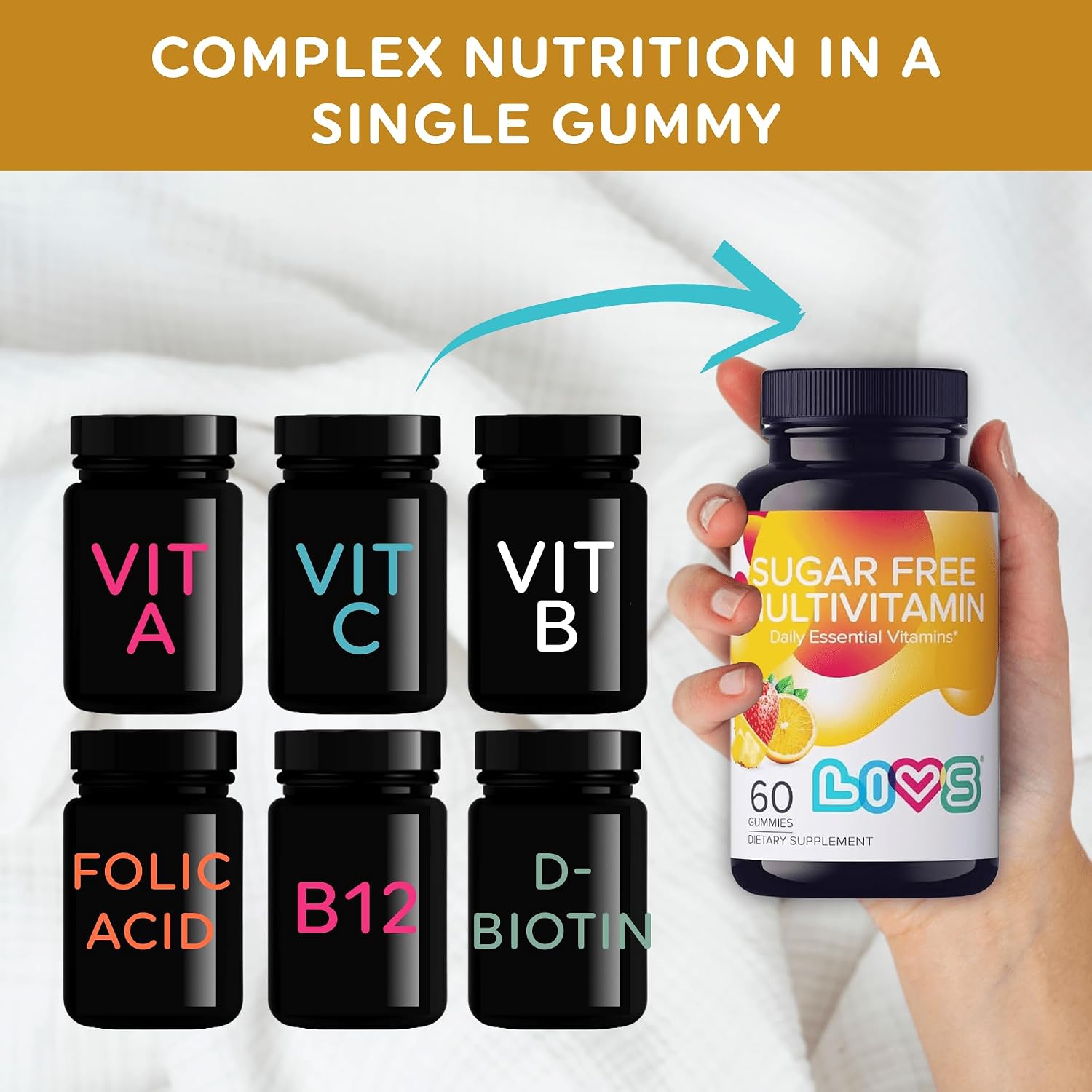LIVS Multivitamínico en Gominolas sin Azúcar para Adultos y Niños – 60 Gomitas Veganas