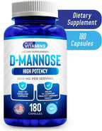 D-Mannose 1000mg Capsules - 180 Vegetable Capsules - Nutritional Supplement