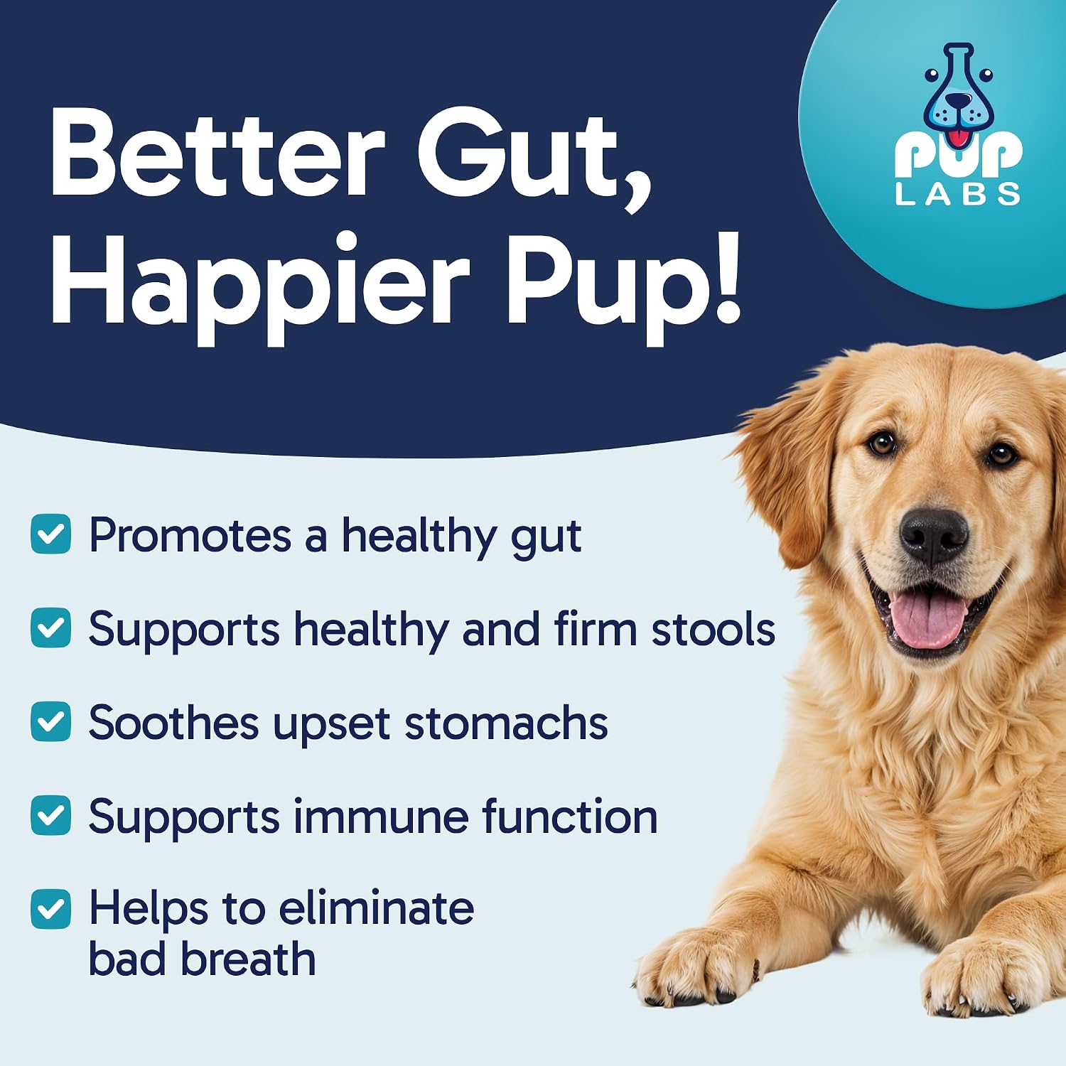 Pup Labs Tummy Essentials Probiotic Chews for Dogs, Supports Gut Health and Firm Stools, 30 Chews