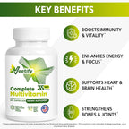 Veetify Multivitamínico Completo 35 en 1 – Vitaminas y Minerales de Alta Potencia con Antioxidantes, Magnesio, Zinc y Fórmula Detox de Té Verde – 60 Cápsulas Veganas