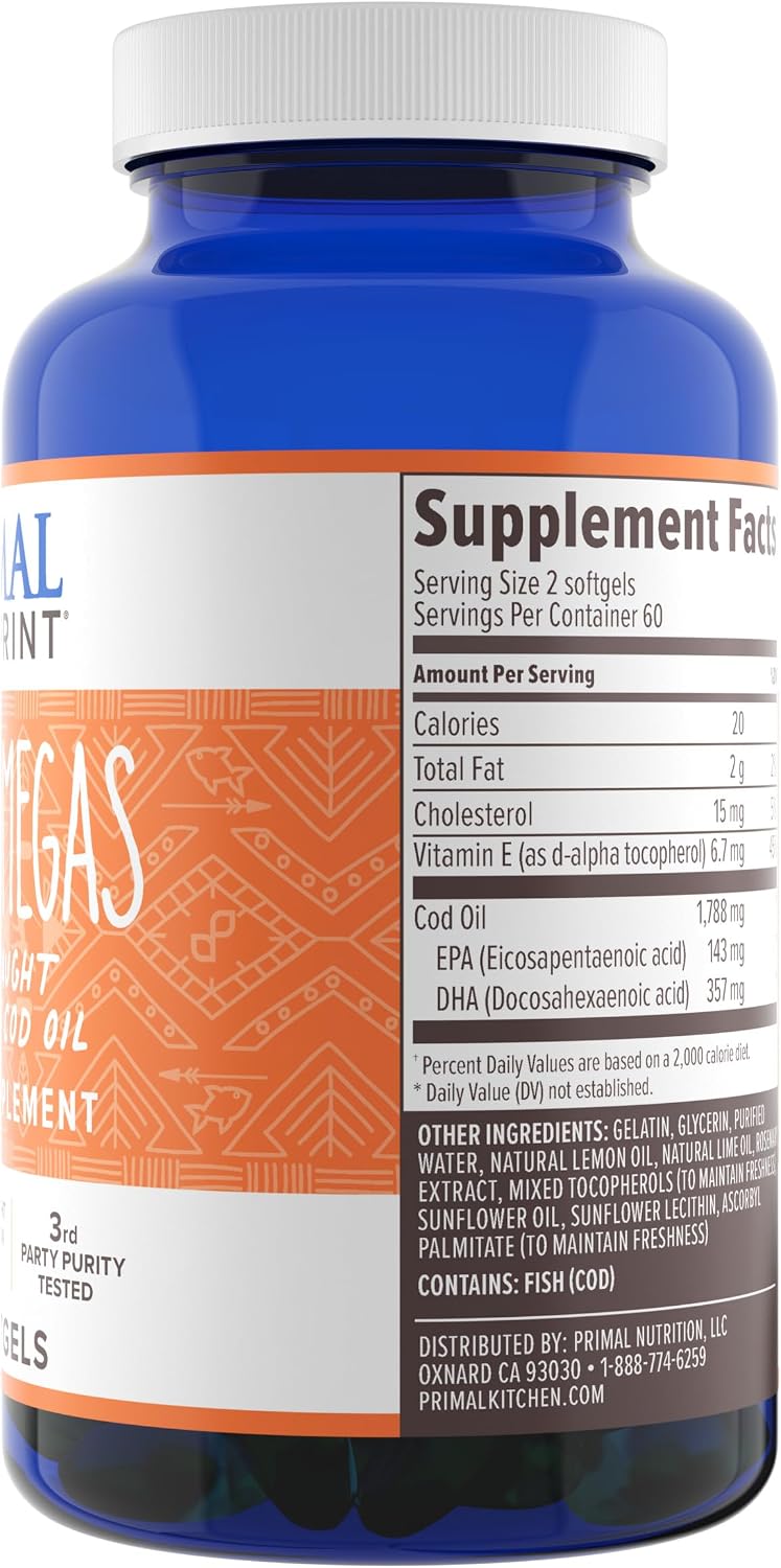 Primal Blueprint Primal Omegas, Omega-3 Fatty Acid Supplement, 120 Capsules
