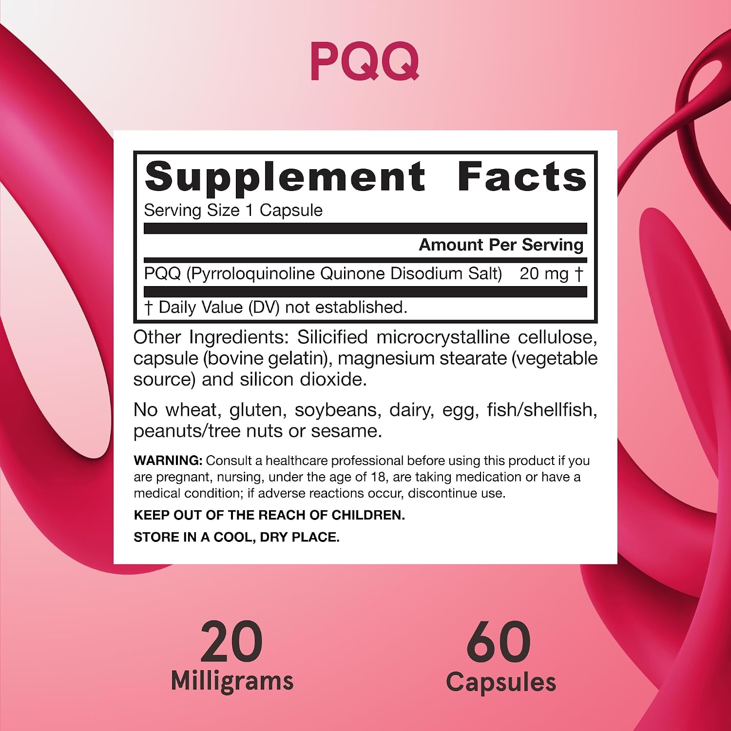 Jarrow Formulas® PQQ 20 mg, Suplemento para la Salud Mitocondrial, 60 Cápsulas Veganas