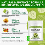 Pureverve Soursop Graviola Gummies con Musgo Marino y Zinc, Sin Azúcar, Vegano - 120 Gominolas (2 Paquete)