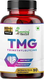 Humming Herbs TMG Suplemento de Trimetilglicina 500 mg – 90 Cápsulas Veganas | Encapsulación Microcristalina para Mayor Biodisponibilidad | Donante de Metilo para el Apoyo del Corazón, Cerebro y Homocisteína