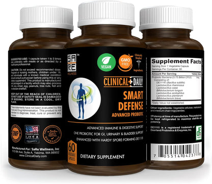 CLINICAL DAILY Smart Defense Mega Spore Probiotic - Probiótico de Esporas con Bacillus Subtilis y Lactobacillus Plantarum - – Image 2