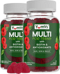 YumVs Gomitas Multivitamínicas para Adolescentes con Biotina y Antioxidantes - Sabor Frambuesa - Apoyo para Cabello, Piel y Uñas - Vitaminas Kosher para Chicos y Chicas de 12 a 17 años (60 unidades, Paquete de 2)