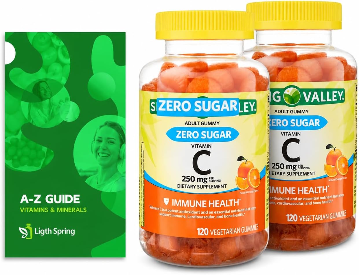 Gominolas de Vitamina C sin Azúcar, 250 mg, 120 unidades (2 paquetes) - LightSpring