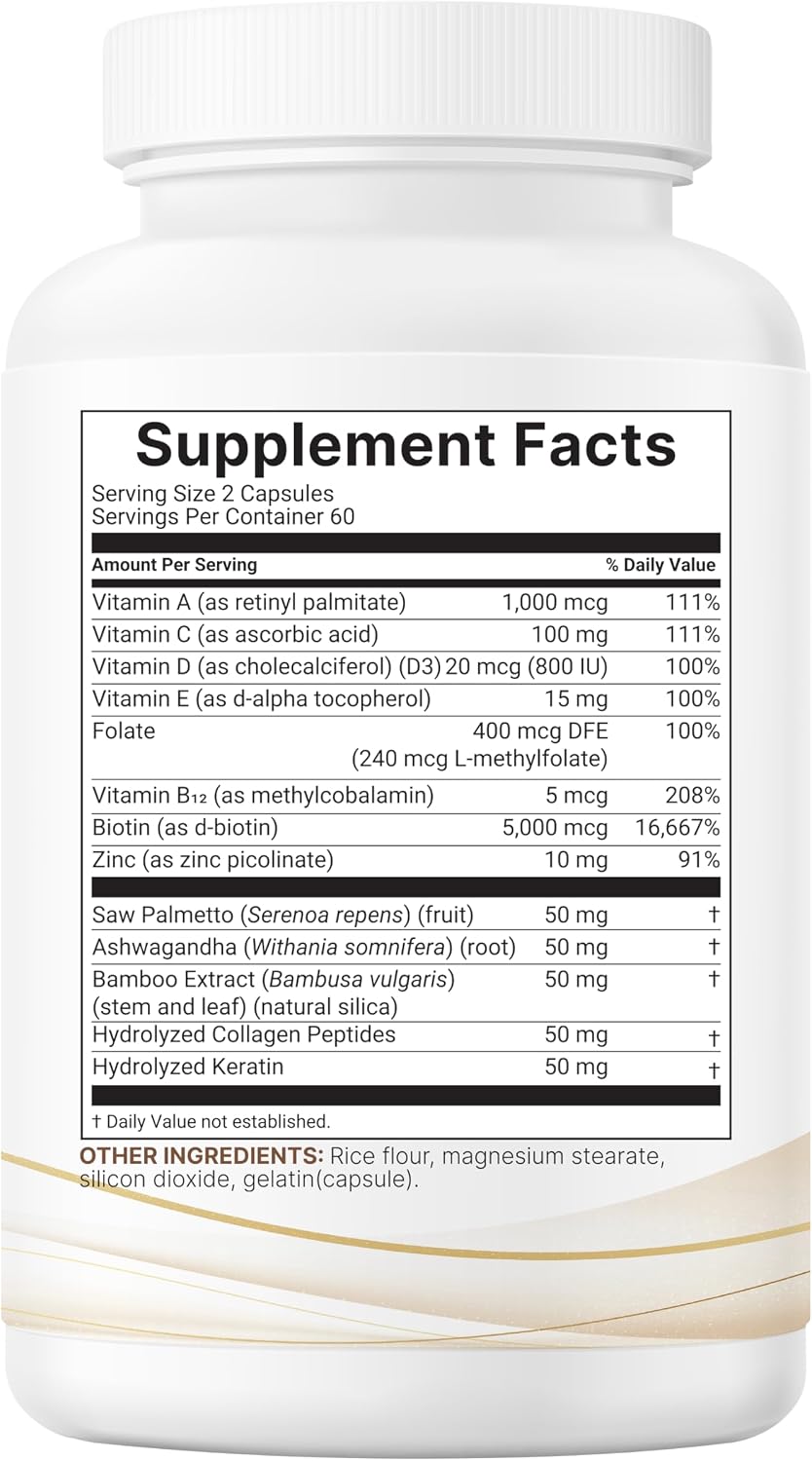 Micro Ingredients Complejo de Vitaminas para el Cabello, 120 Cápsulas