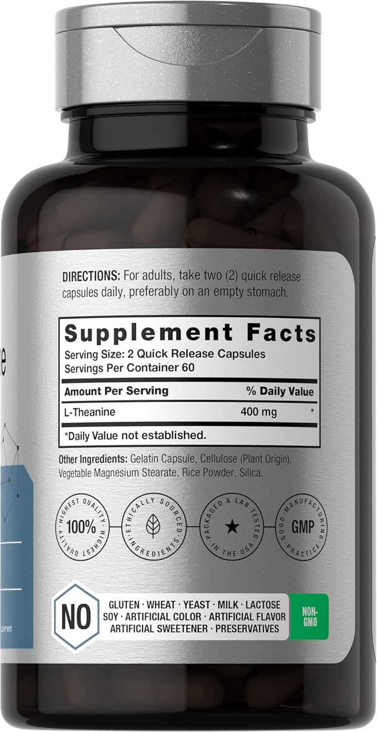 Horbäach L-Teanina 400mg 120 Cápsulas | No-GMO y Sin Gluten