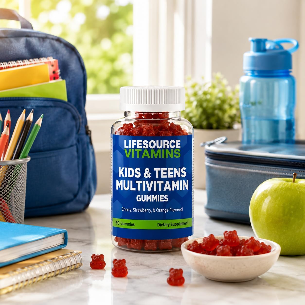 LifeSource Vitamins Multivitamínico en Gominolas para Niños y Adolescentes - 90 Gominolas - Suministro para 45 Días - Sabor Natural