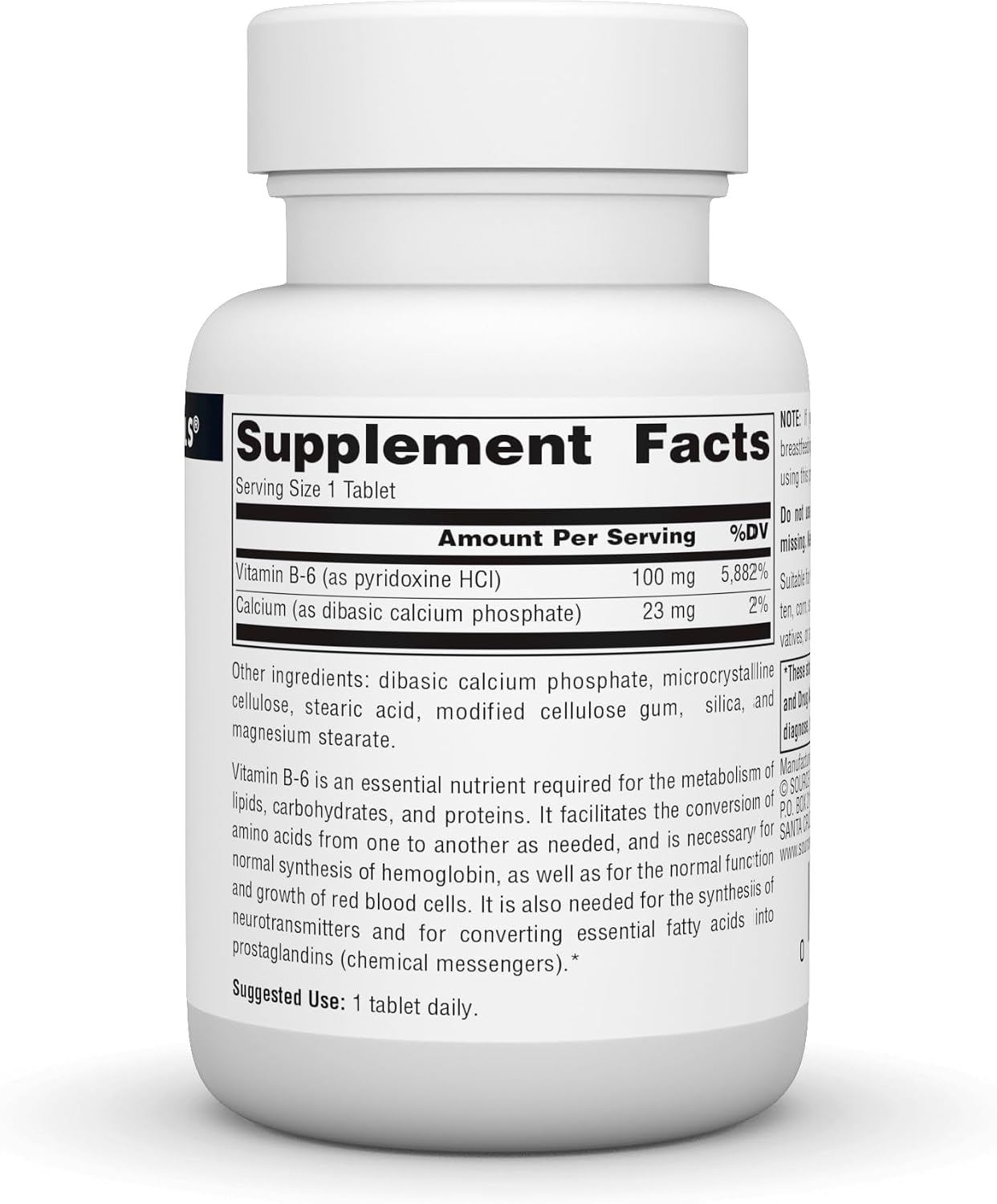 Source Naturals Vitamina B6 100 mg - 100 Comprimidos
