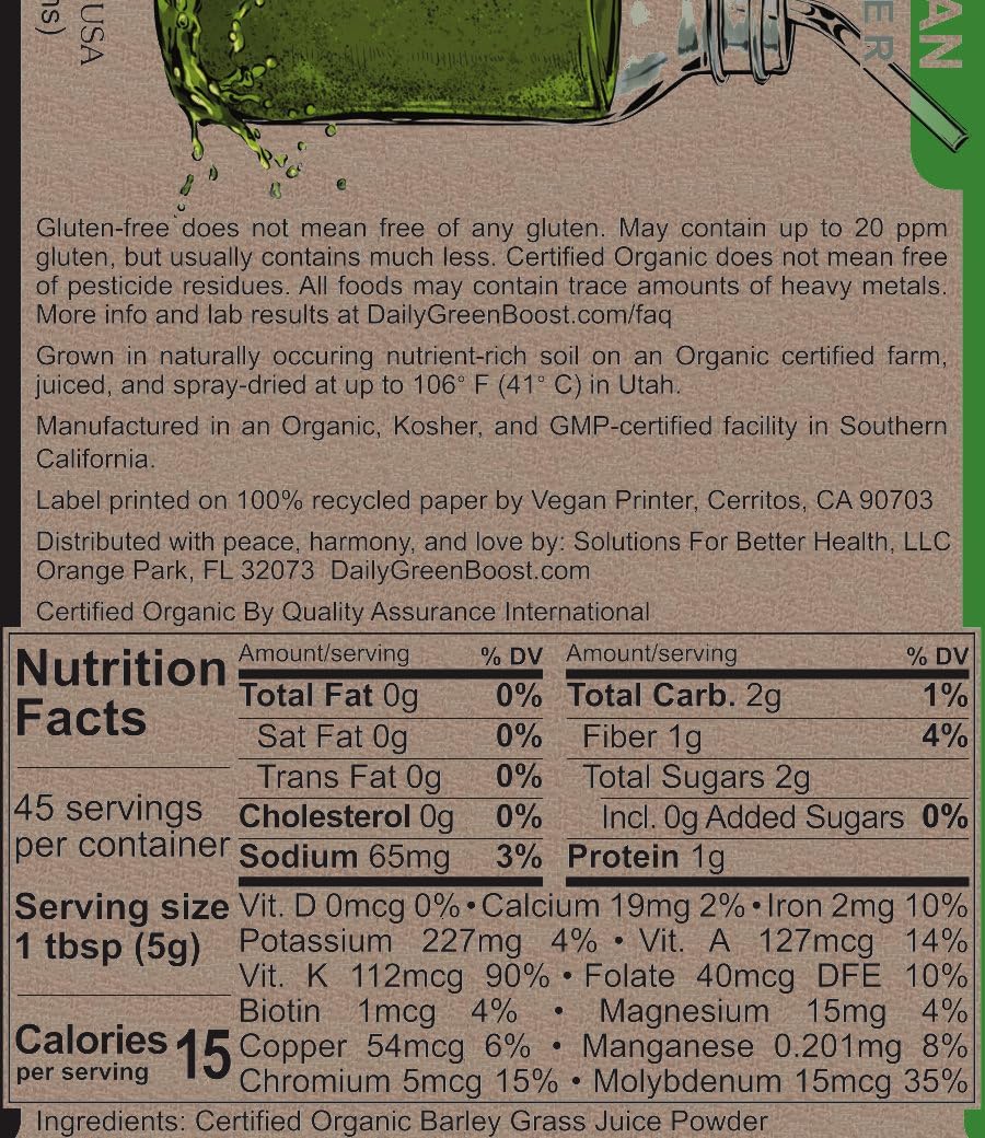 Daily Green Boost 237 ml (8 oz) - Orgánico, Crudo, Vegano, Sin Gluten