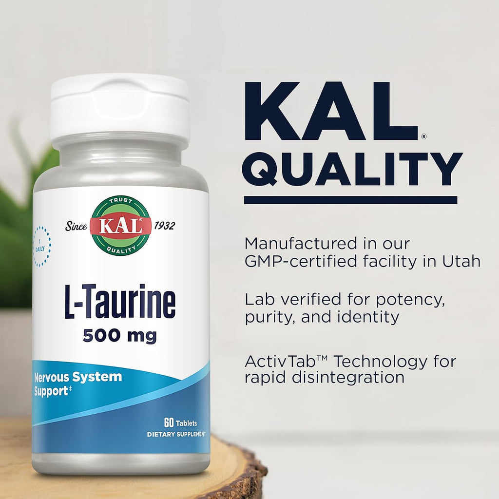 KAL L-Taurina 500mg, 60 Comprimidos