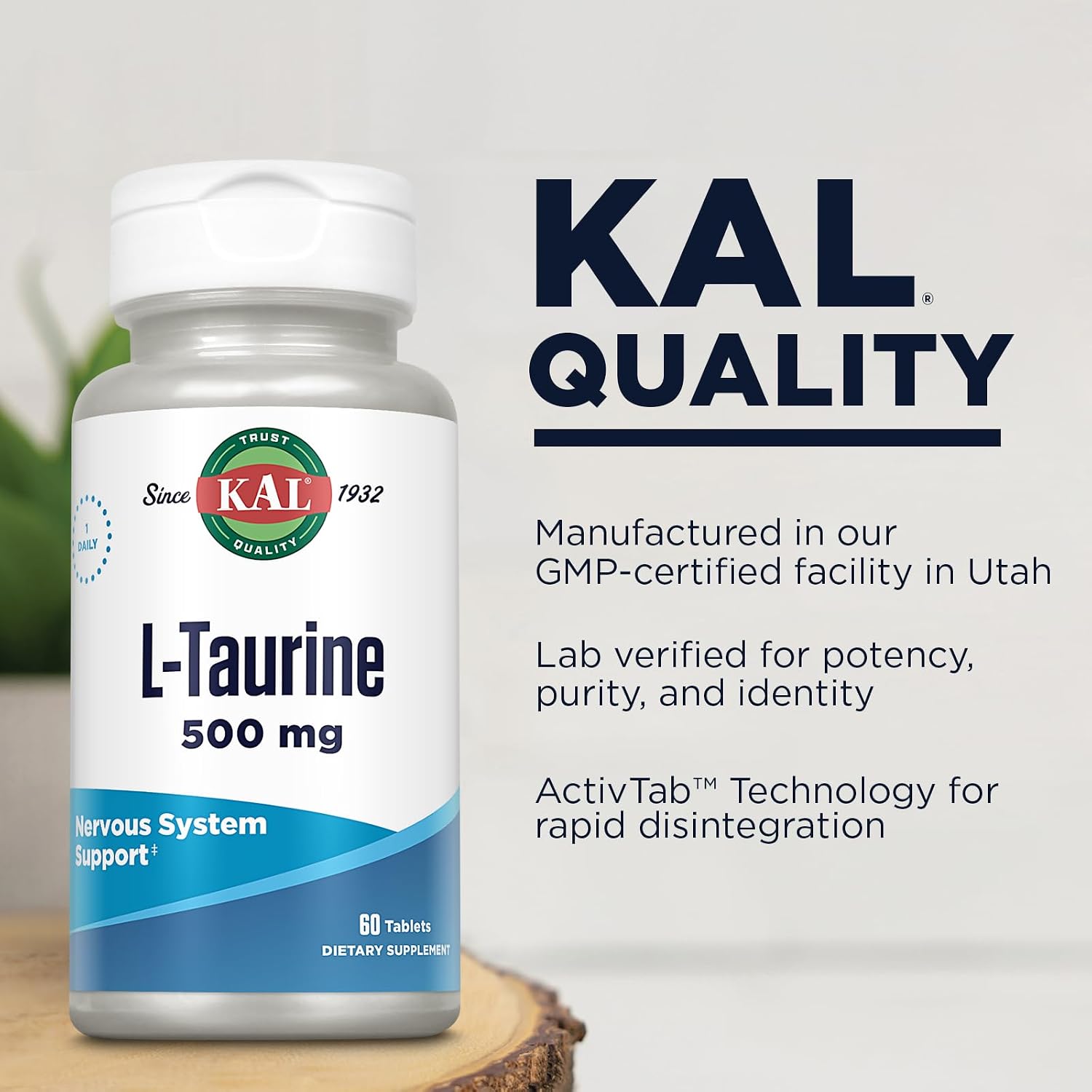 KAL L-Taurina 500mg, 60 Comprimidos
