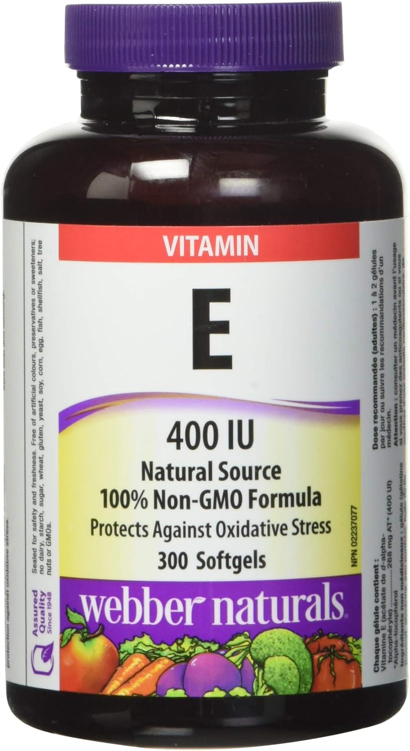Webber Naturals Vitamina E, 400 UI, 300 cápsulas blandas