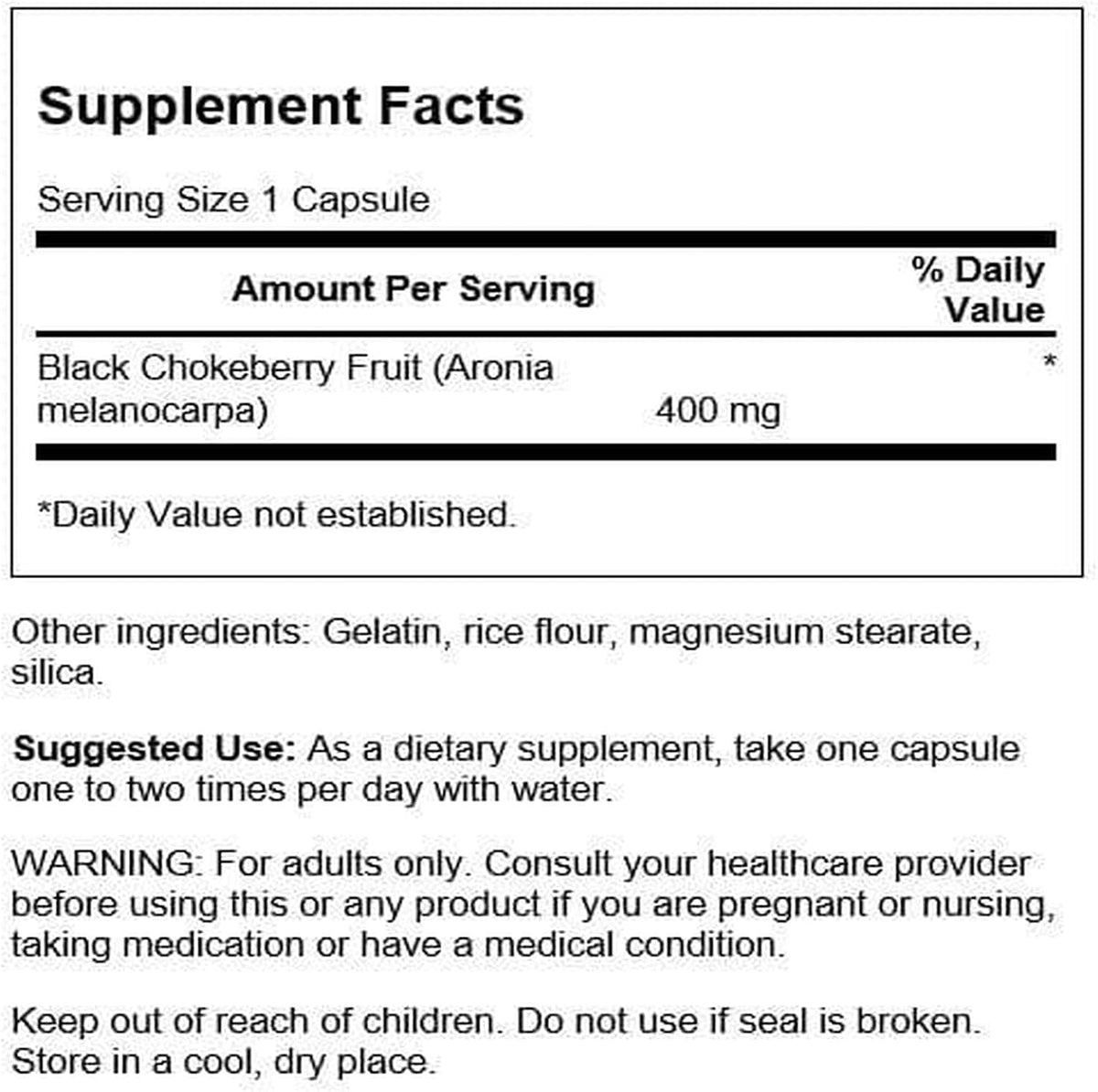 Swanson Full Spectrum Aronia (Chokeberry) 400 mg, 60 Cápsulas – Image 2